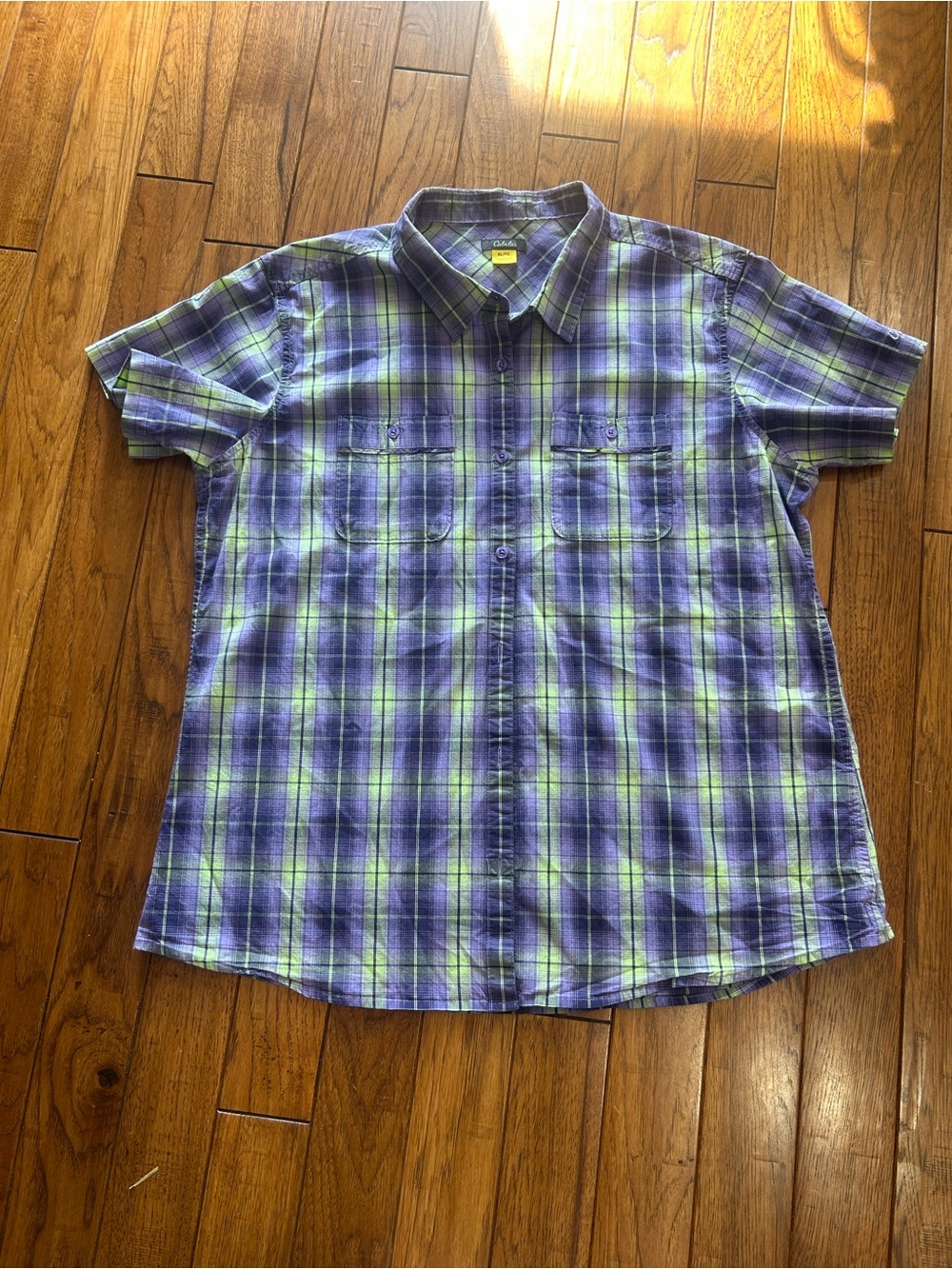 Woman’s Cabelas XL Short-Sleeve Plaid Shirt - Purple & Green